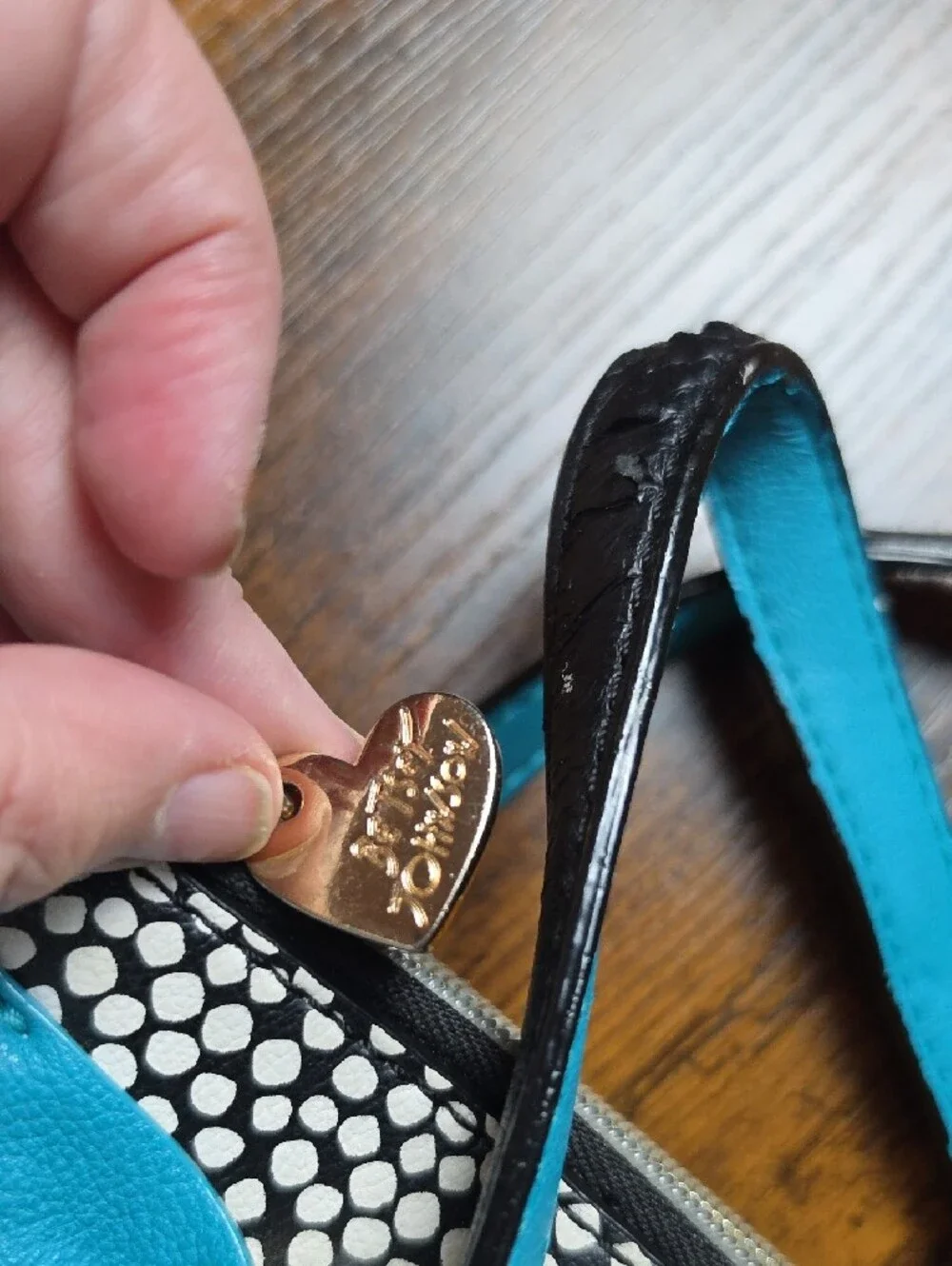 BETSEY JOHNSON | Bow Satchel Polka Dot Tote Purse Hearts Black Blue